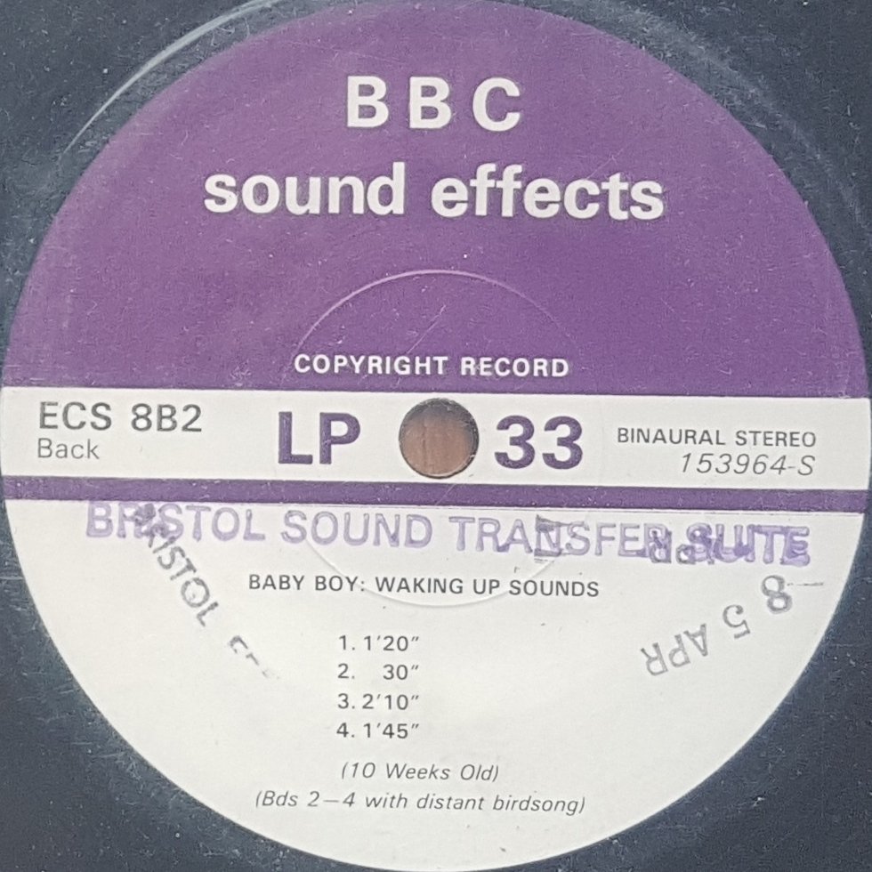 ECS 8B2 Baby boy: Waking up sounds Not registered from the BBC records and Tapes library Label